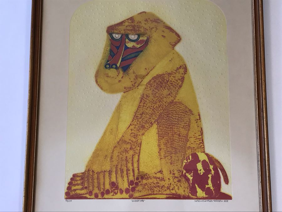 1968 Sergio Gonzalez-Tornero (b. 1927) Chilean / American School Hand Signed 'Golden Ape' Lithograph 84 Of 150 - 23 X 28 [Photo 4]