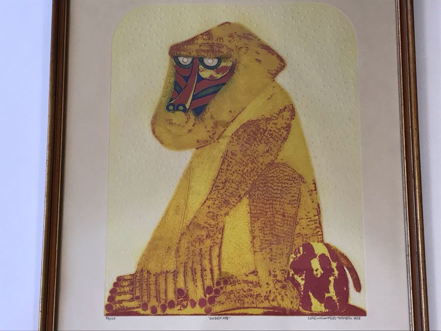 1968 Sergio Gonzalez-Tornero (b. 1927) Chilean / American School Hand Signed 'Golden Ape' Lithograph 84 Of 150 - 23 X 28 [Photo 3]