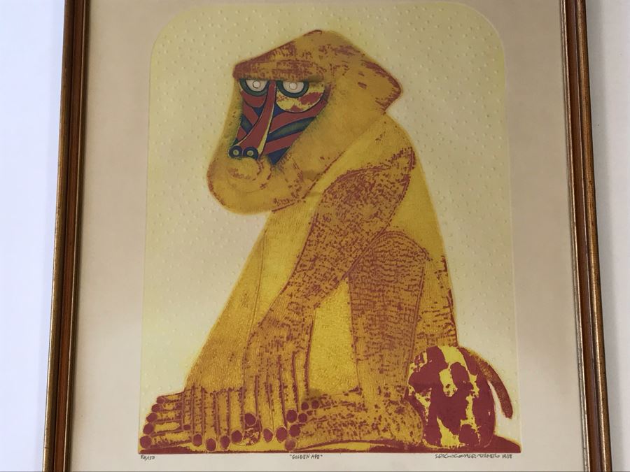 1968 Sergio Gonzalez-Tornero (b. 1927) Chilean / American School Hand Signed 'Golden Ape' Lithograph 84 Of 150 - 23 X 28 [Photo 6]