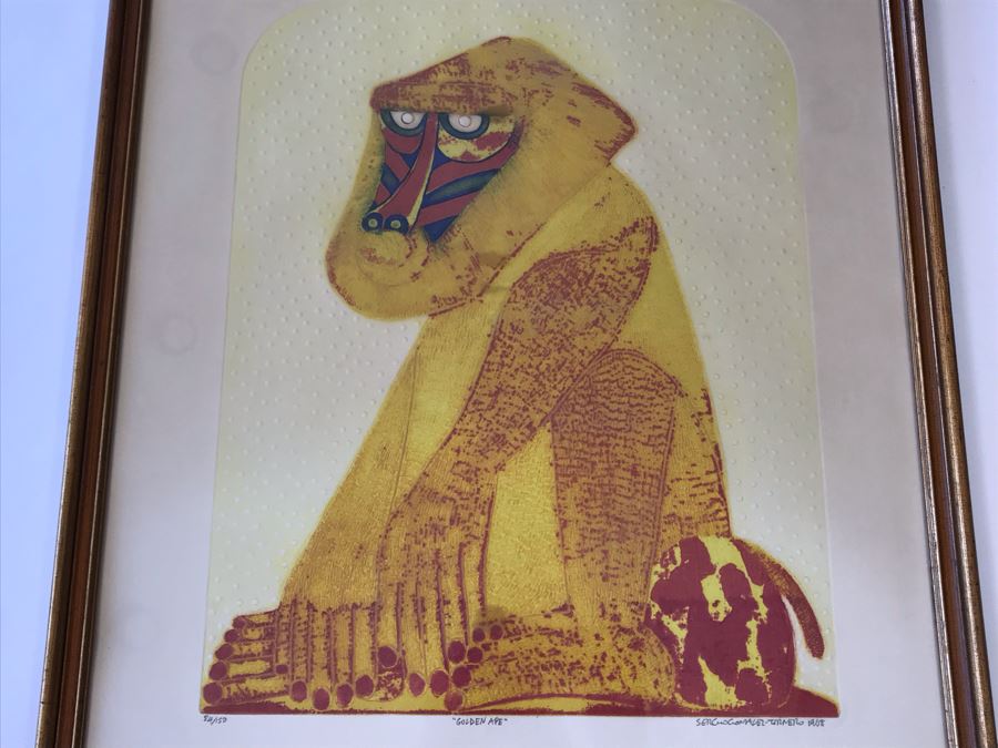 1968 Sergio Gonzalez-Tornero (b. 1927) Chilean / American School Hand Signed 'Golden Ape' Lithograph 84 Of 150 - 23 X 28 [Photo 10]