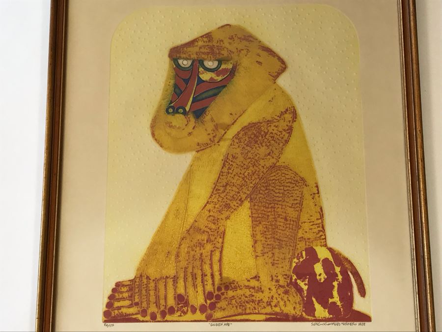1968 Sergio Gonzalez-Tornero (b. 1927) Chilean / American School Hand Signed 'Golden Ape' Lithograph 84 Of 150 - 23 X 28 [Photo 5]