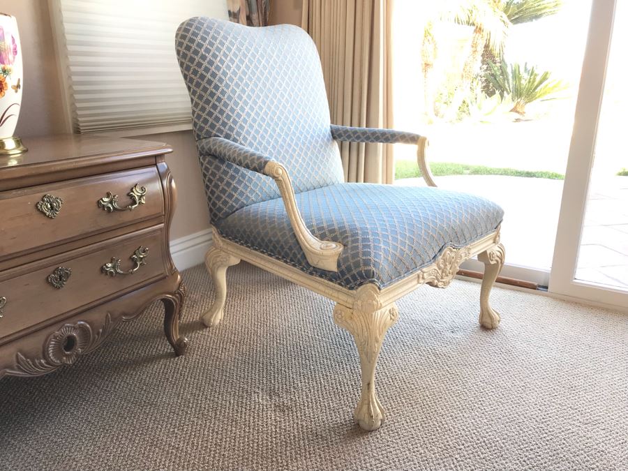 Pair Of Sherrill Elegantly Upholstered Louis XVI French Provincial Accent Armchairs - Fairbanks Ranch Estate (FRE) [Photo 11]
