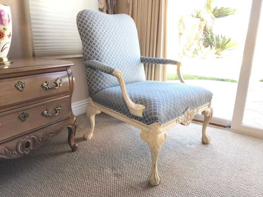 Pair Of Sherrill Elegantly Upholstered Louis XVI French Provincial Accent Armchairs - Fairbanks Ranch Estate (FRE) [Photo 12]
