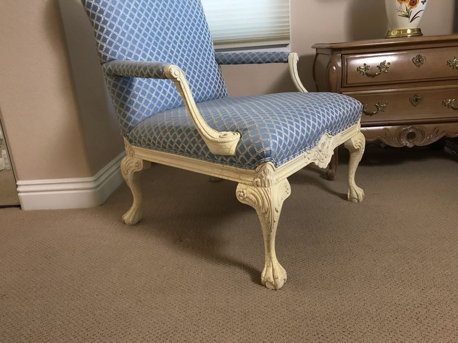 Pair Of Sherrill Elegantly Upholstered Louis XVI French Provincial Accent Armchairs - Fairbanks Ranch Estate (FRE) [Photo 5]