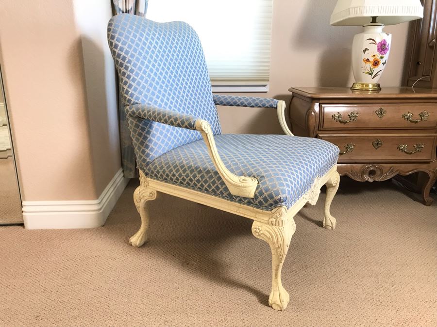 Pair Of Sherrill Elegantly Upholstered Louis XVI French Provincial Accent Armchairs - Fairbanks Ranch Estate (FRE) [Photo 4]