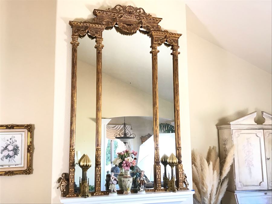 Stunning Tall 7.5Ft Gilded Ornamental Full-Length Wall Mirror 7.5'H X 5'W - FRE [Photo 3]