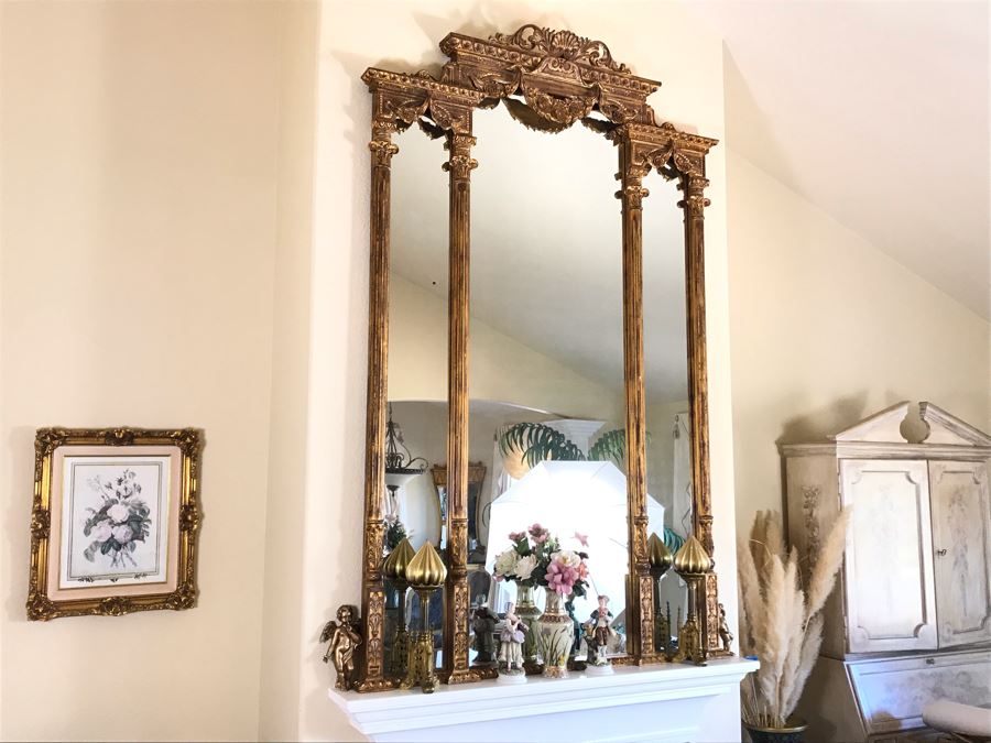 Stunning Tall 7.5Ft Gilded Ornamental Full-Length Wall Mirror 7.5'H X 5'W - FRE [Photo 4]