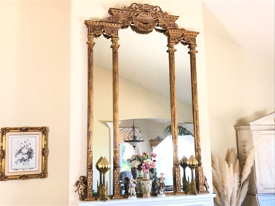 Stunning Tall 7.5Ft Gilded Ornamental Full-Length Wall Mirror 7.5'H X 5'W - FRE