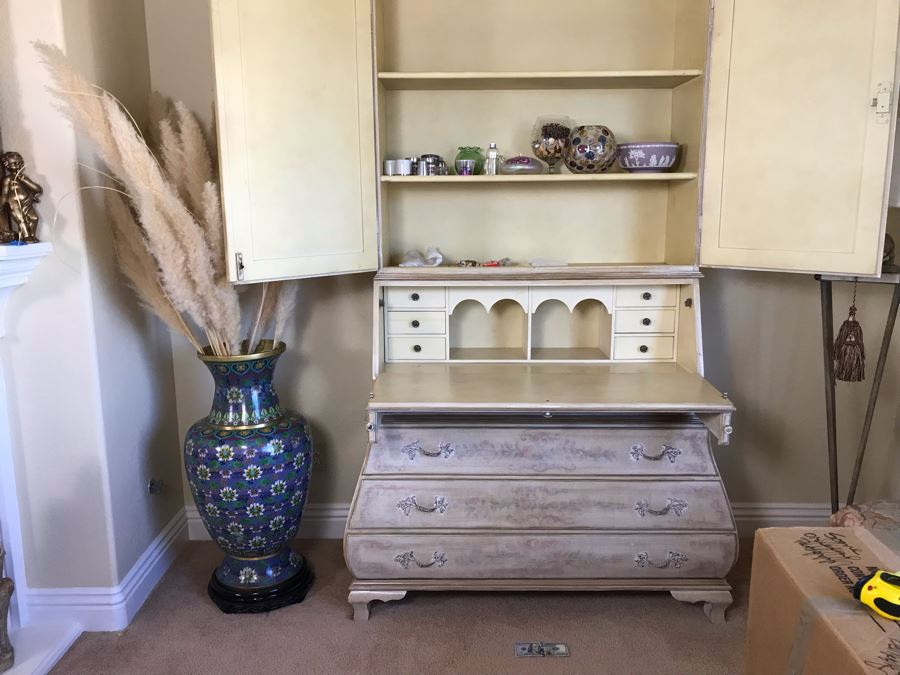 Custom Designed Spanish Shabby Chic Wooden Secretary Desk Chest Of Drawers 90H X 48W X 23D - FRE [Photo 8]