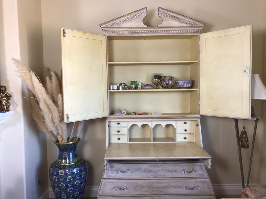 Custom Designed Spanish Shabby Chic Wooden Secretary Desk Chest Of Drawers 90H X 48W X 23D - FRE [Photo 7]