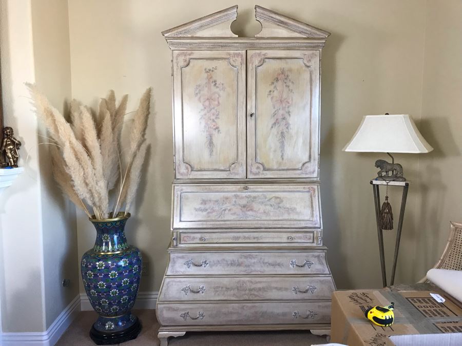 Custom Designed Spanish Shabby Chic Wooden Secretary Desk Chest Of Drawers 90H X 48W X 23D - FRE [Photo 4]