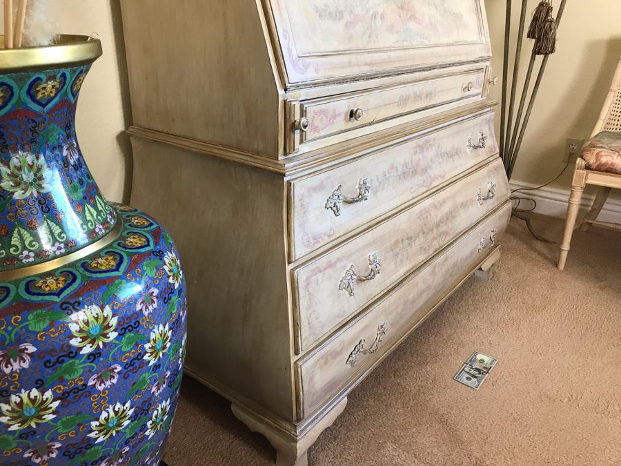 Custom Designed Spanish Shabby Chic Wooden Secretary Desk Chest Of Drawers 90H X 48W X 23D - FRE [Photo 6]