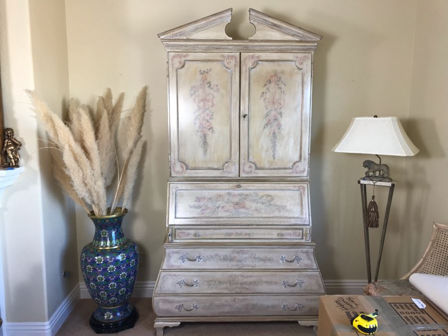 Custom Designed Spanish Shabby Chic Wooden Secretary Desk Chest Of Drawers 90H X 48W X 23D - FRE [Photo 3]