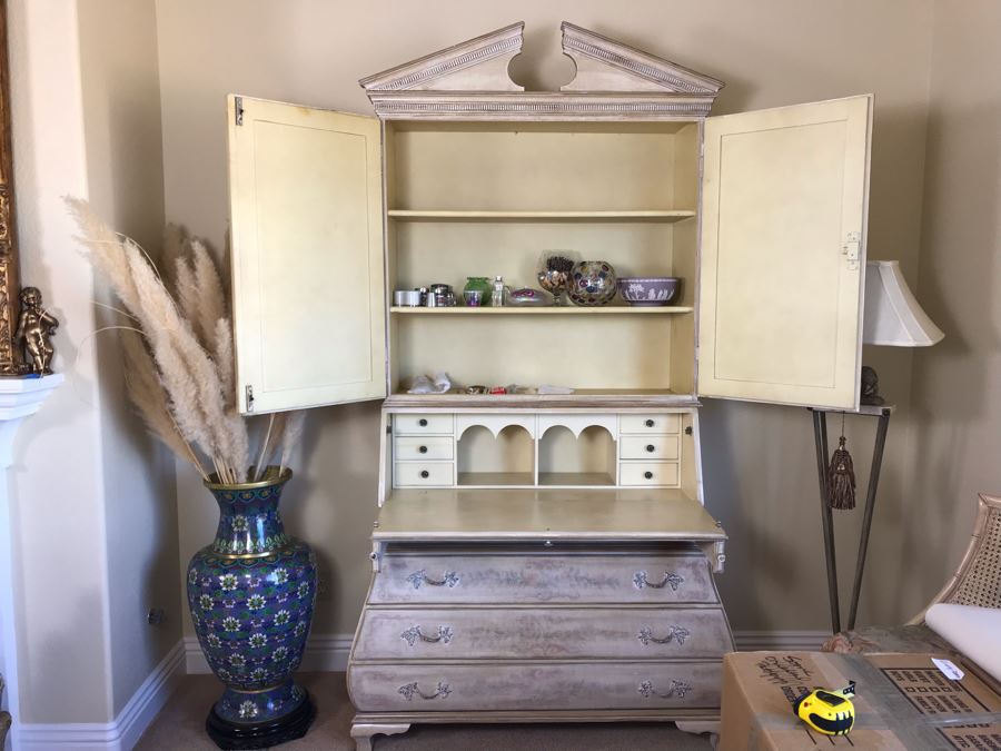 Custom Designed Spanish Shabby Chic Wooden Secretary Desk Chest Of Drawers 90H X 48W X 23D - FRE [Photo 2]