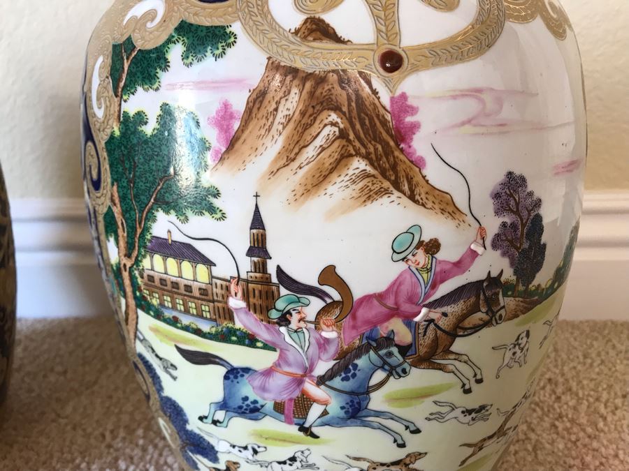 Pair Of Signed Chinese Lidded Jars 14H - FRE [Photo 5]