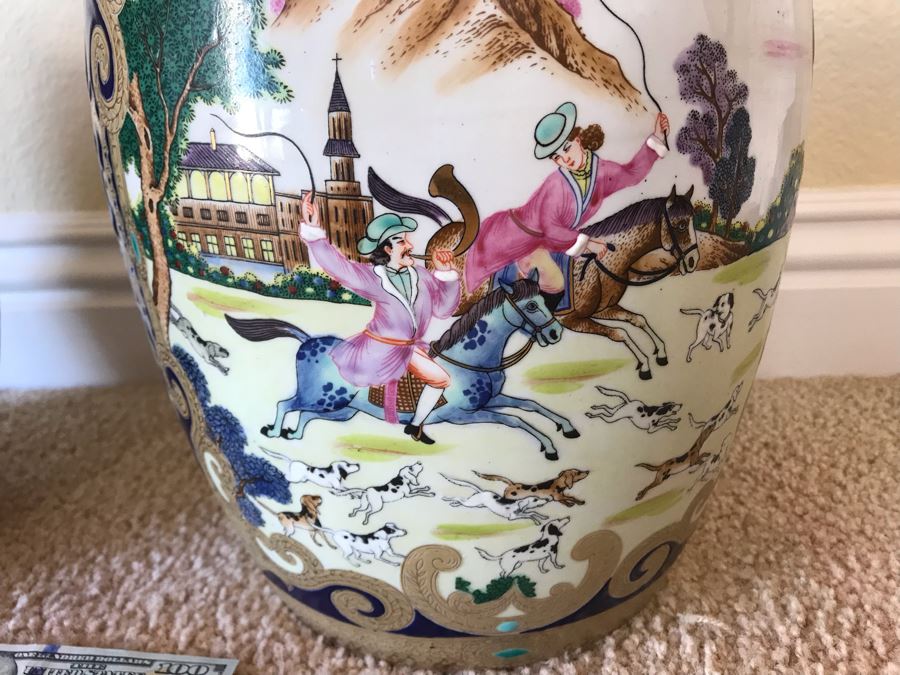 Pair Of Signed Chinese Lidded Jars 14H - FRE [Photo 4]