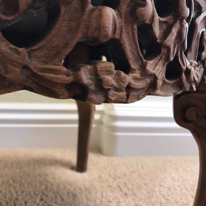 Vintage Carved Wooden Stand With Marble Top 19W X 13H - FRE [Photo 9]