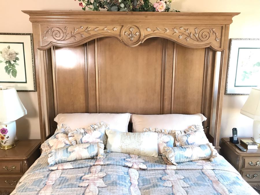 Century Furniture Wooden Headboard With Overhead Lighting (Doesn't Include Mattress Or Frame) - FRE [Photo 6]