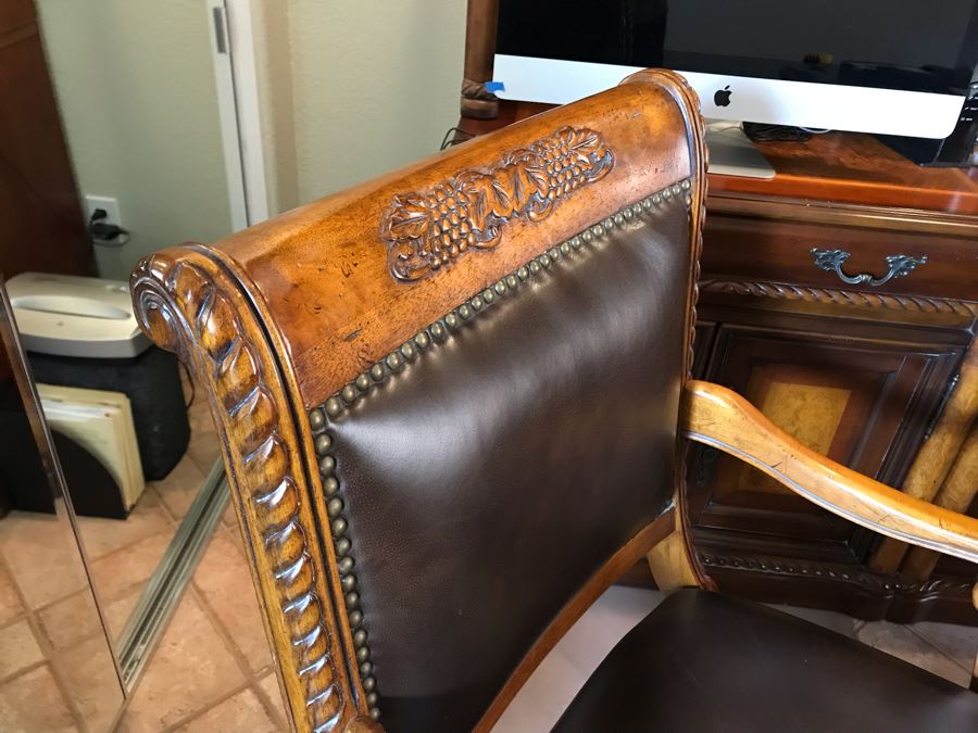 Wooden Office Furniture Set Includes Partners Desk, 6-Piece Wall Unit With Shelving And Drawers And (2) Office Armchairs On Casters - See Photos - (3) Wall Units Each 34W X 24D, Desk 60W X 33D - FRE [Photo 12]