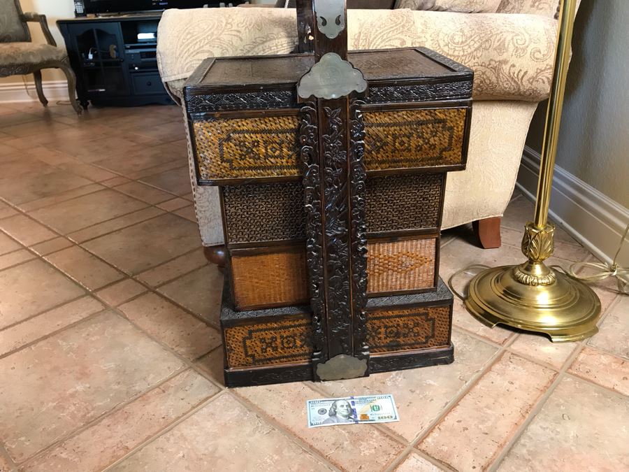 Vintage Chinese 4-Tiered Wicker Wedding Basket 17W X 15D X 28H - FRE [Photo 11]