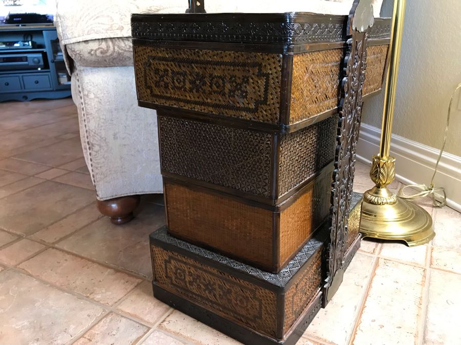 Vintage Chinese 4-Tiered Wicker Wedding Basket 17W X 15D X 28H - FRE [Photo 14]