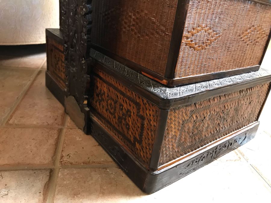 Vintage Chinese 4-Tiered Wicker Wedding Basket 17W X 15D X 28H - FRE [Photo 18]