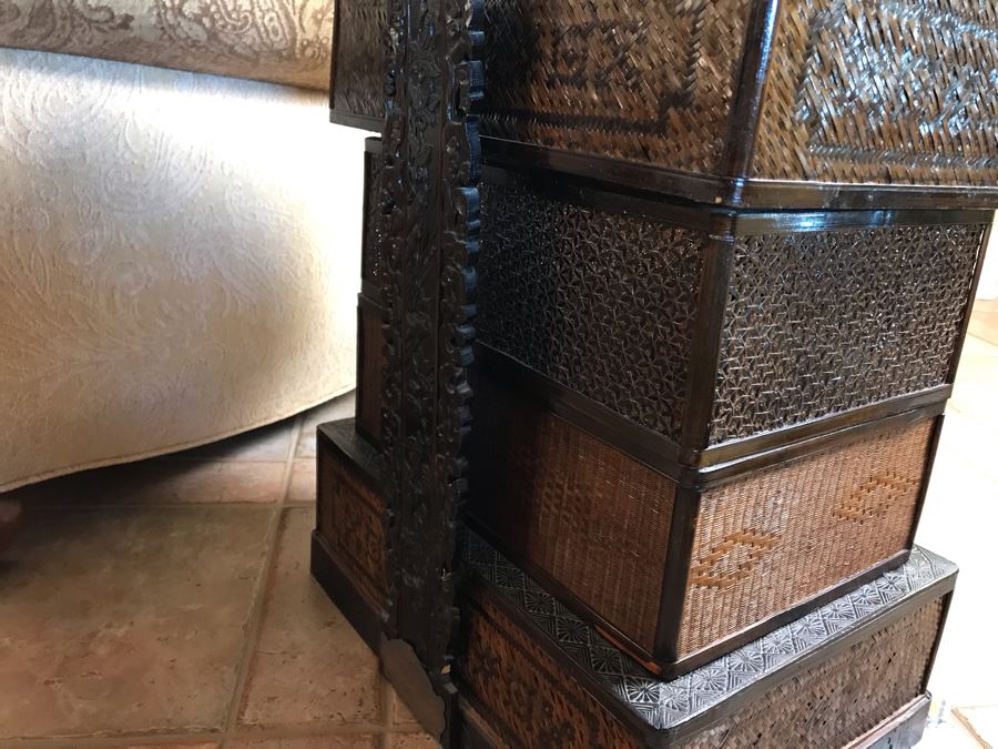 Vintage Chinese 4-Tiered Wicker Wedding Basket 17W X 15D X 28H - FRE [Photo 17]