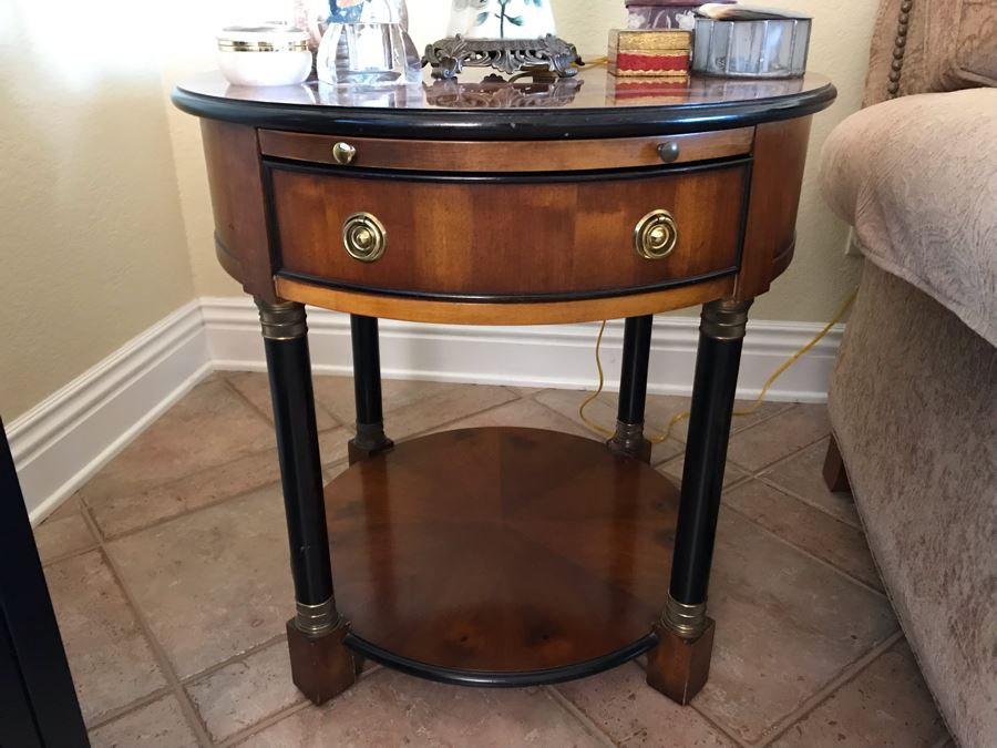 Round Century Furniture Side Table With Drawer 25R X 25.5H - FRE [Photo 3]