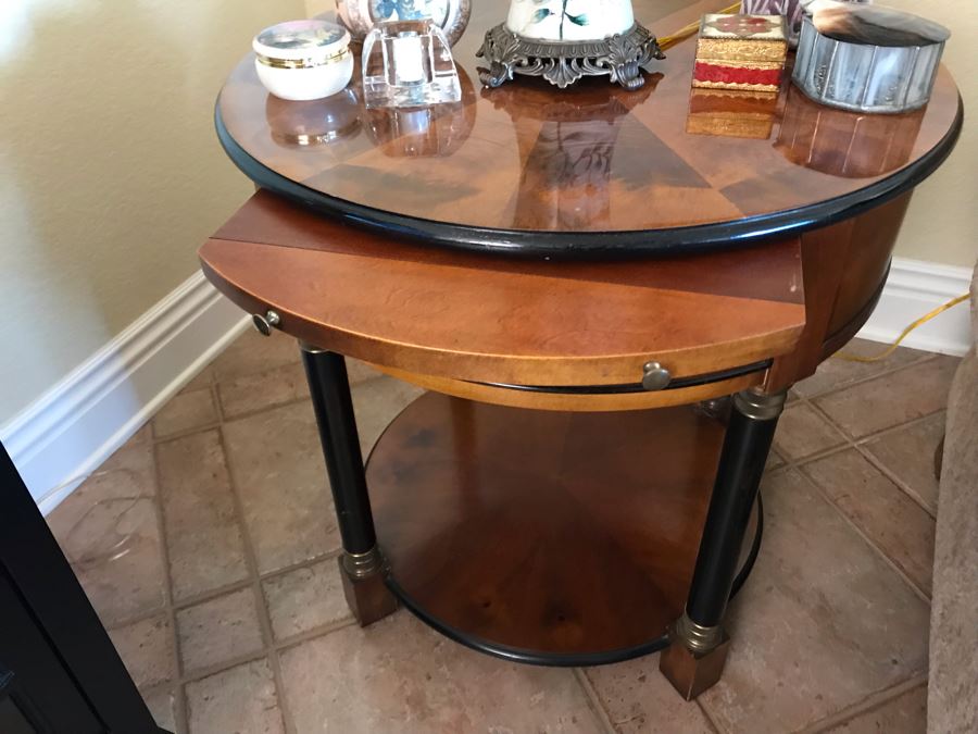 Round Century Furniture Side Table With Drawer 25R X 25.5H - FRE [Photo 5]