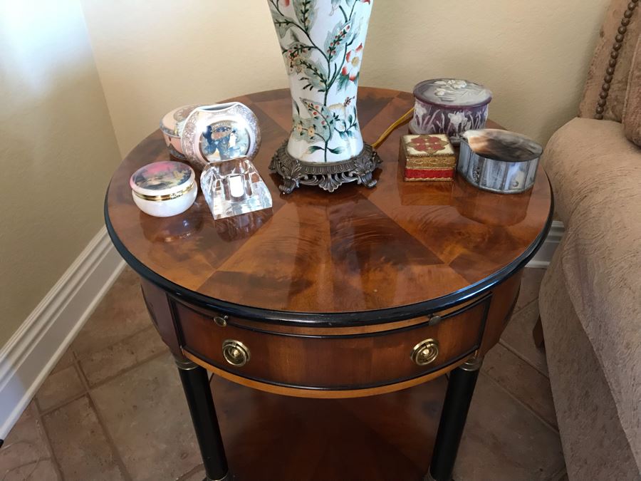Round Century Furniture Side Table With Drawer 25R X 25.5H - FRE [Photo 4]