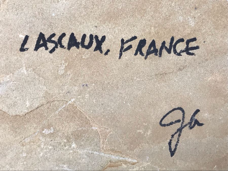 Signed Hand Painted Horse Rock From Lascaux, France Renditon Of Lascaux Cave Paintings - LJE [Photo 7]