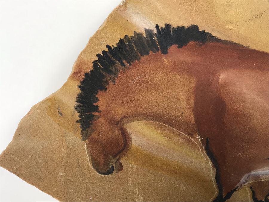 Signed Hand Painted Horse Rock From Lascaux, France Renditon Of Lascaux Cave Paintings - LJE [Photo 3]