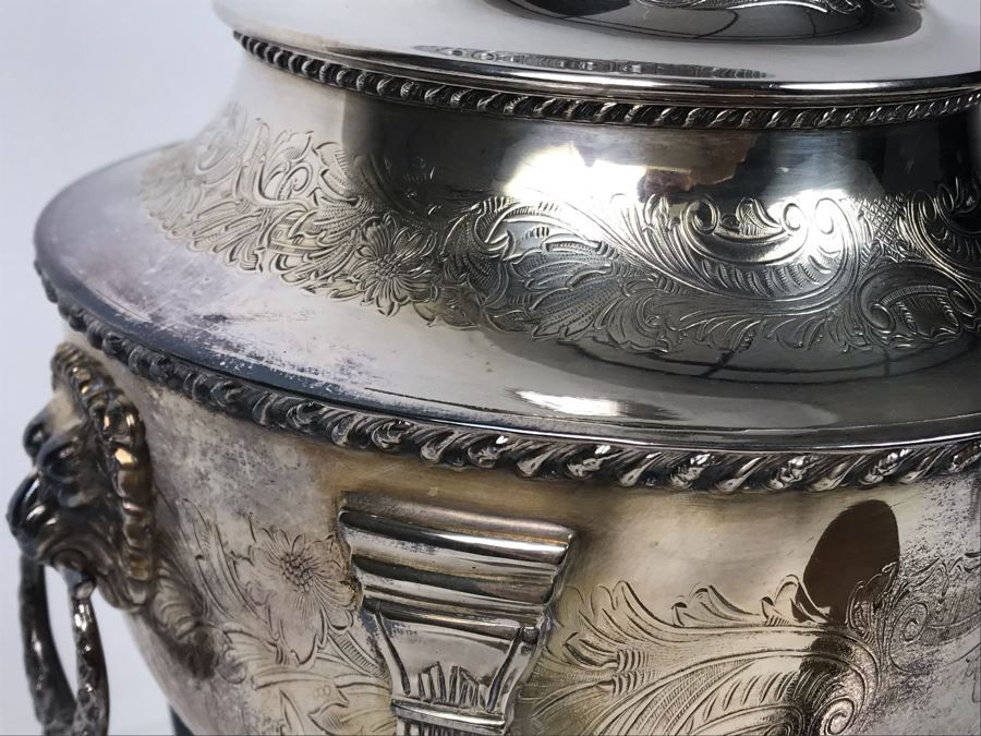 Vintage Ornate English Silverplate Hot Water Tea Urn Footed Samovar 12H - LJE [Photo 13]
