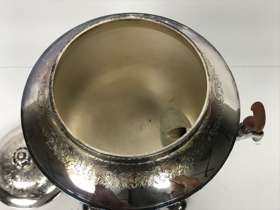 Vintage Ornate English Silverplate Hot Water Tea Urn Footed Samovar 12H - LJE [Photo 8]