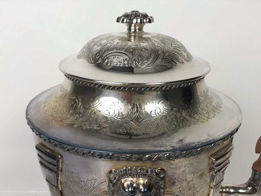 Vintage Ornate English Silverplate Hot Water Tea Urn Footed Samovar 12H ...