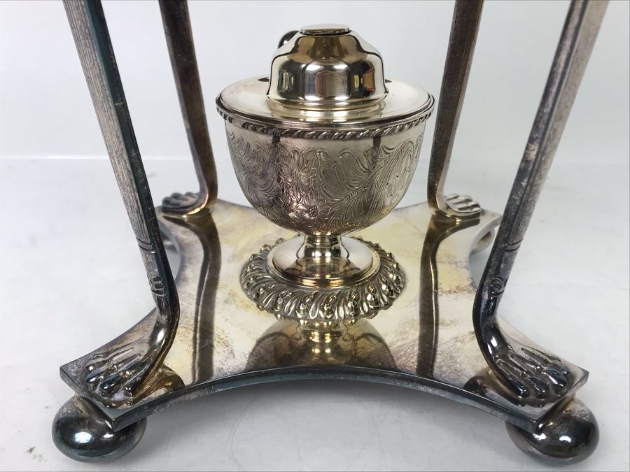Vintage Ornate English Silverplate Hot Water Tea Urn Footed Samovar 12H - LJE [Photo 6]