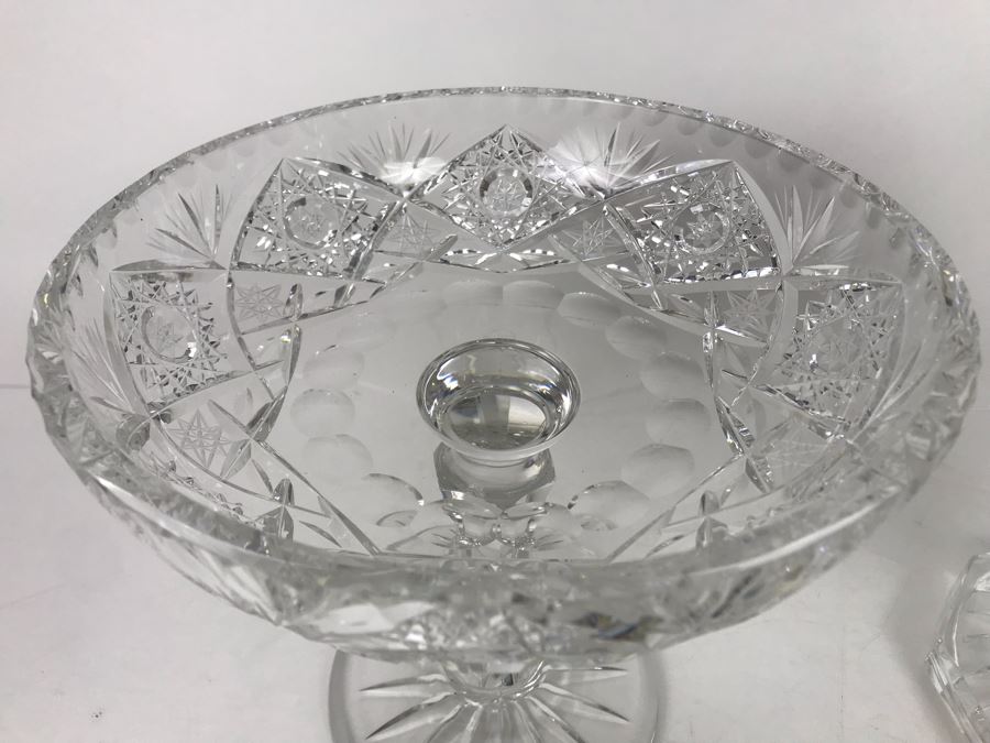 Pair Of Large Footed Crystal Bowls - One Has Shannon Crystal Irish Tag ...