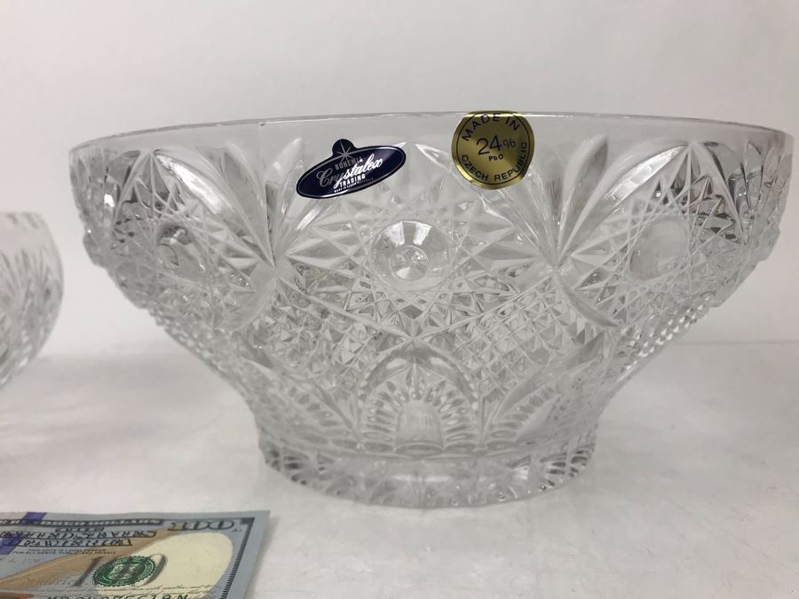 Pair Of New Bohemia Czech Republic Hand Cut Crystal Bowls With Original Tags 10W - LJE [Photo 3]