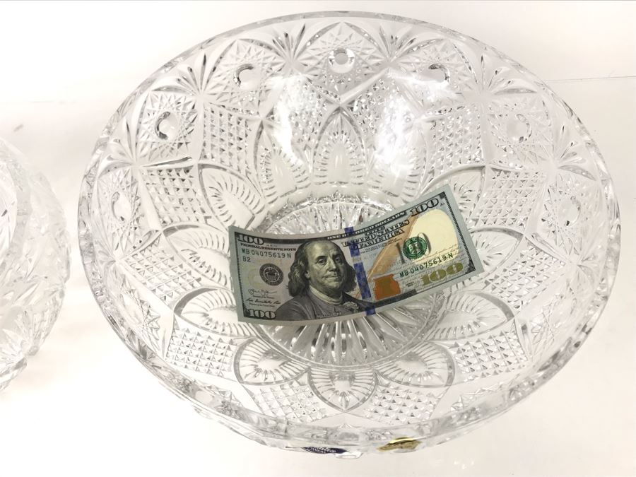 Pair Of New Bohemia Czech Republic Hand Cut Crystal Bowls With Original Tags 10W - LJE [Photo 11]
