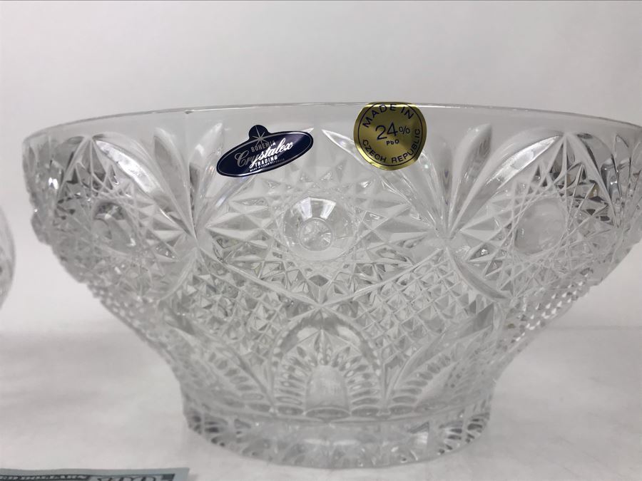 Pair Of New Bohemia Czech Republic Hand Cut Crystal Bowls With Original Tags 10W - LJE [Photo 6]