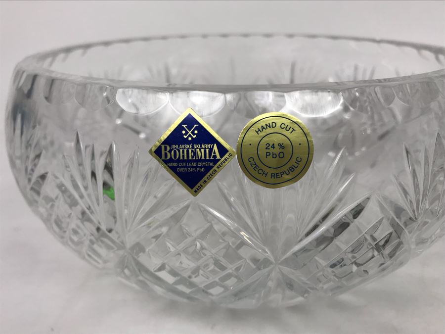 Pair Of New Bohemia Czech Republic Hand Cut Crystal Bowls With Original Tags 10W - LJE [Photo 9]