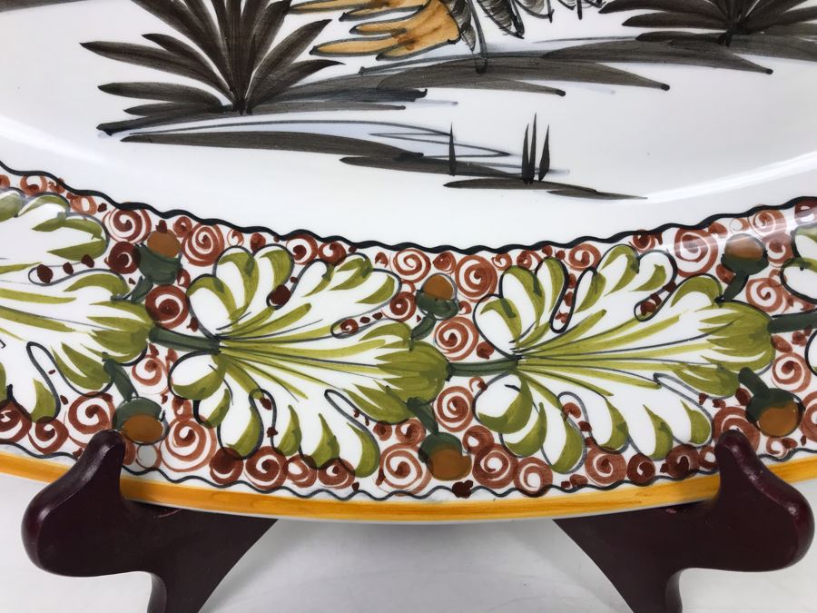 Large Hand Painted Italian Turkey Platter 24L X 17.5W - LJE [Photo 8]