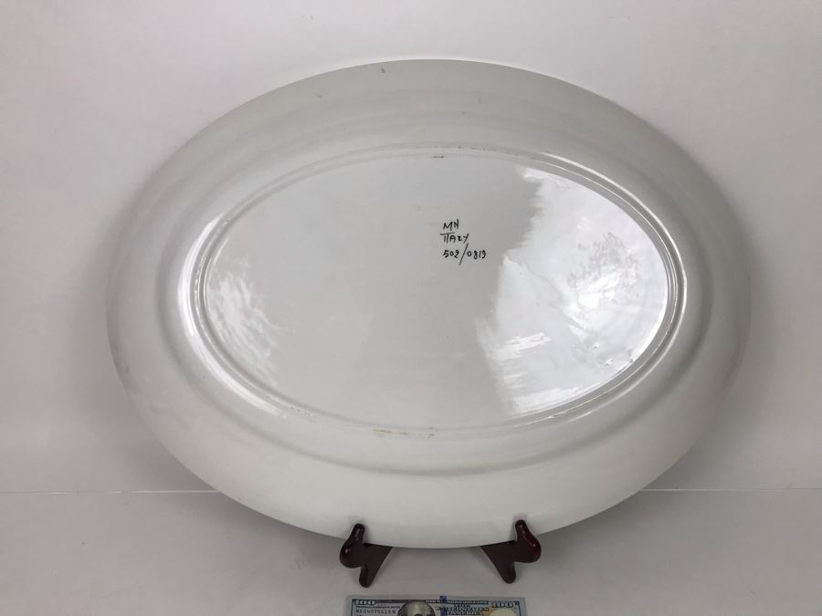 Large Hand Painted Italian Turkey Platter 24L X 17.5W - LJE [Photo 9]