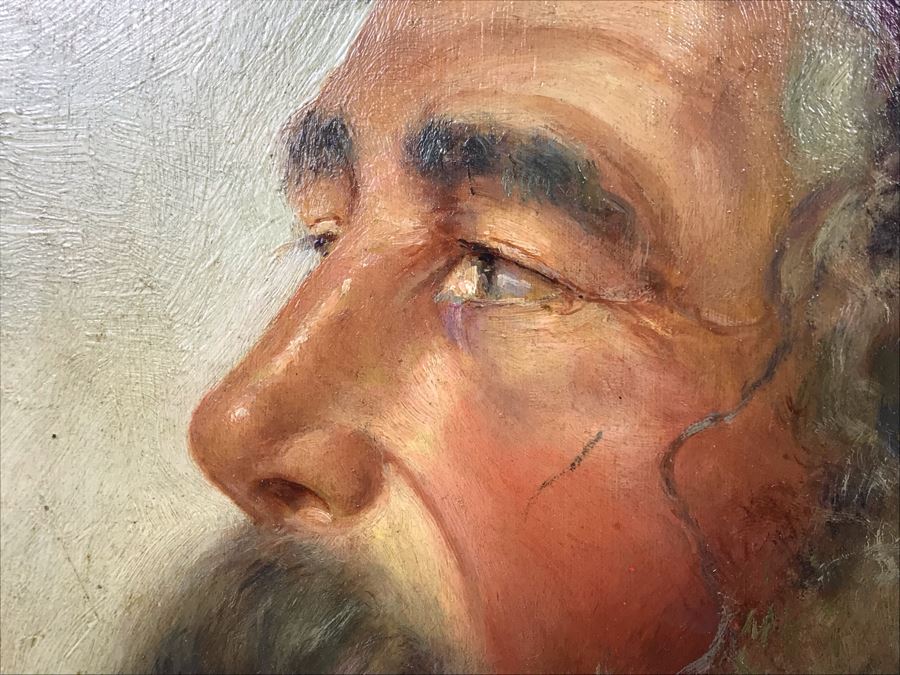 Original Signed Oil Painting On Board Attributed To Gaetano Esposito (1858-1911) Man With Red Cap Smoking Pipe Naples 10.5W X 18H (Board Measurements) - LJE [Photo 10]