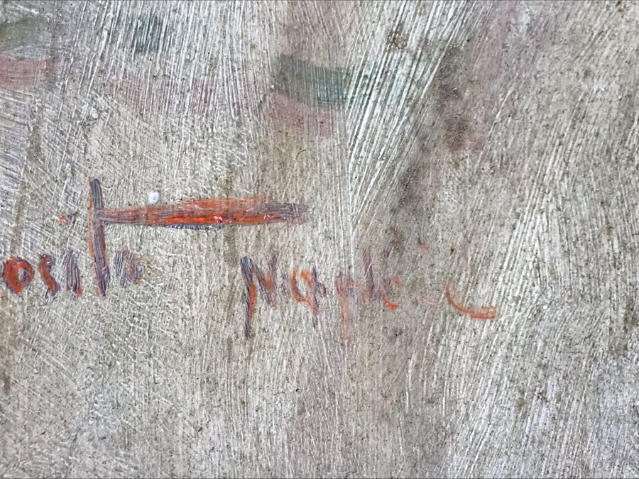 Original Signed Oil Painting On Board Attributed To Gaetano Esposito (1858-1911) Man With Red Cap Smoking Pipe Naples 10.5W X 18H (Board Measurements) - LJE [Photo 20]