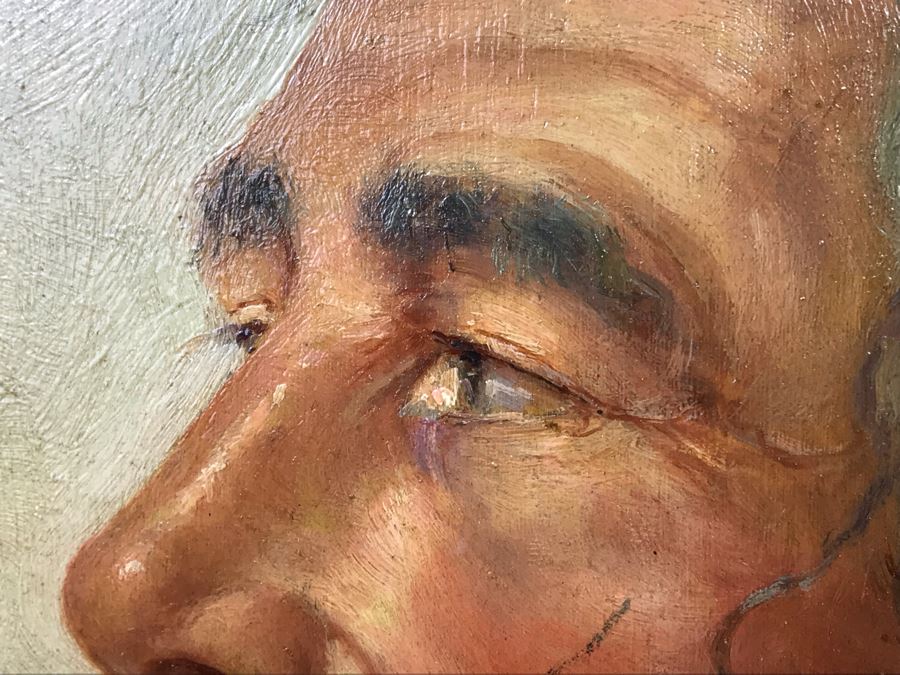 Original Signed Oil Painting On Board Attributed To Gaetano Esposito (1858-1911) Man With Red Cap Smoking Pipe Naples 10.5W X 18H (Board Measurements) - LJE [Photo 11]