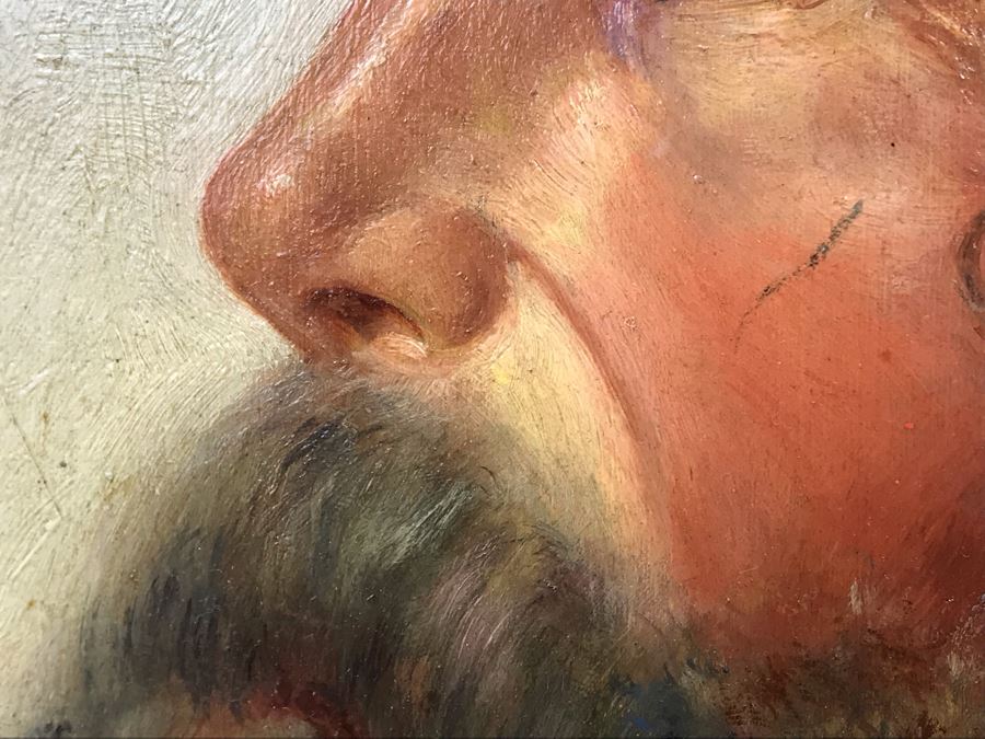 Original Signed Oil Painting On Board Attributed To Gaetano Esposito (1858-1911) Man With Red Cap Smoking Pipe Naples 10.5W X 18H (Board Measurements) - LJE [Photo 12]