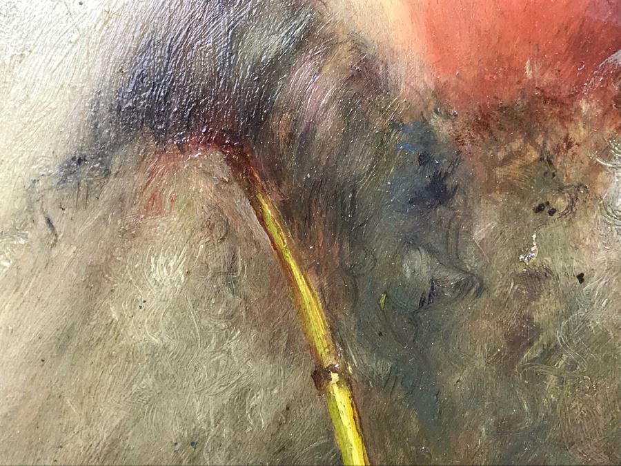 Original Signed Oil Painting On Board Attributed To Gaetano Esposito (1858-1911) Man With Red Cap Smoking Pipe Naples 10.5W X 18H (Board Measurements) - LJE [Photo 13]