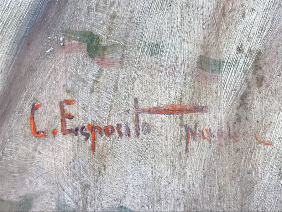 Original Signed Oil Painting On Board Attributed To Gaetano Esposito (1858-1911) Man With Red Cap Smoking Pipe Naples 10.5W X 18H (Board Measurements) - LJE [Photo 18]