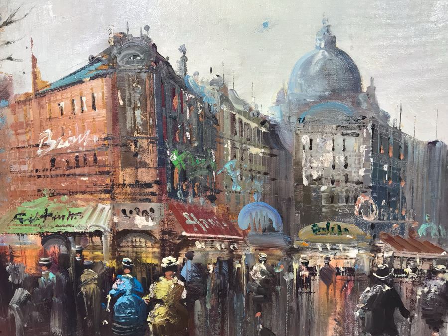 Original Oil Painting On Canvas Of Parisian Street Scene Signed Tesfaye - Needs To Be Reframed 26 X 19 - LJE [Photo 10]